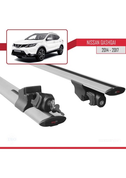 Nissan Qashqai 2014-2017 Arası ile Uyumlu Hook Model Anahtar Kilitli Ara Atkı Tavan Barı Gri indirimleri