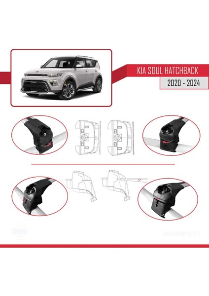 Kia Soul 2020 ve Sonrası ile Uyumlu Ace-2 Ara Atkı Tavan Barı Gri