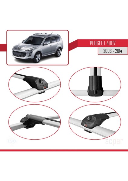 Peugeot 4007 2006-2014 Arası ile Uyumlu Ace-1 Ara Atkı Tavan Barı Gri fırsatları