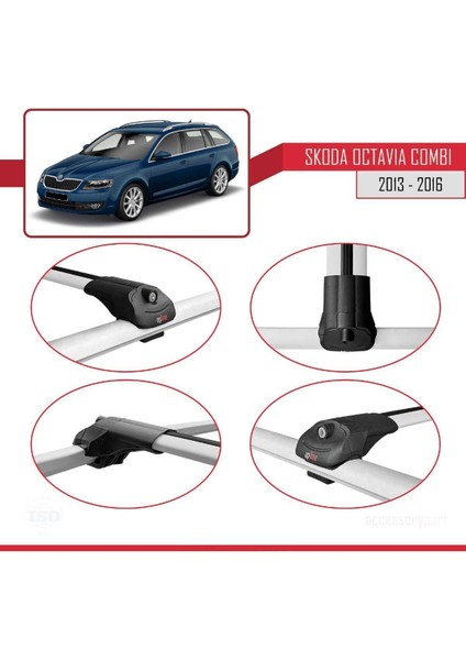 Skoda Octavia Combı 2013-2016 Arası ile Uyumlu Ace-1 Ara Atkı Tavan Barı Gri fırsatları