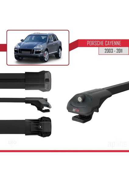 Porsche Cayenne (9pa) 2003-2010 Arası ile Uyumlu Ace-1 Ara Atkı Tavan Barı Siyah 2 Adet