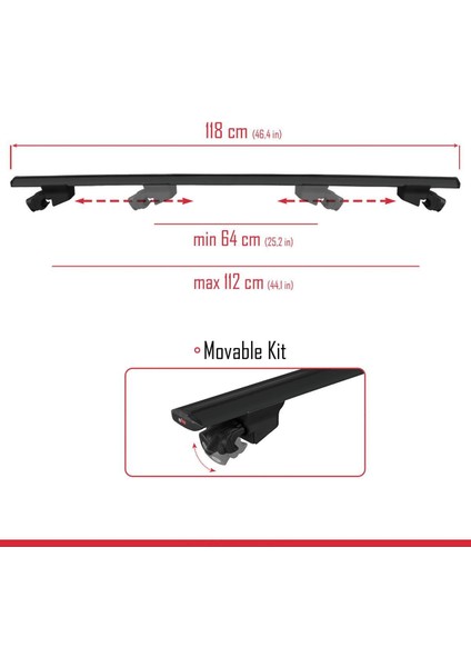 Dr Dr6 2017 ve Sonrası ile Uyumlu Hook Model Anahtar Kilitli Ara Atkı Tavan Barı Siyah