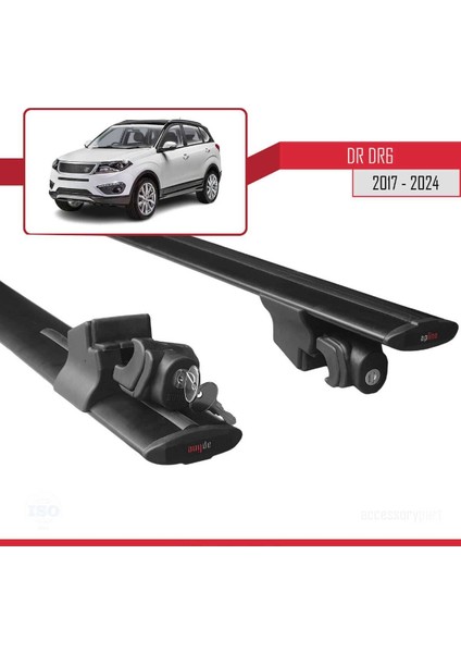 Dr Dr6 2017 ve Sonrası ile Uyumlu Hook Model Anahtar Kilitli Ara Atkı Tavan Barı Siyah