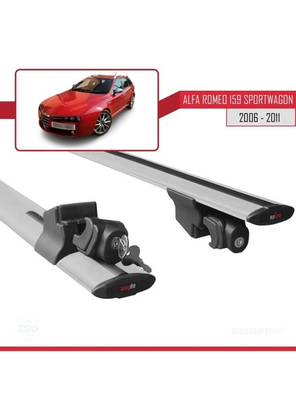 Alfa Romeo 159 Sportwagon 2006-2011 Arası Hook Model Anahtar Kilitli Ara Atkı Tavan Barı Gri indirimleri