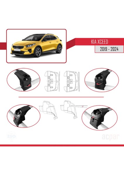 Kia Xceed (Cd) 2019 ve Sonrası ile Uyumlu Ace-2 Ara Atkı Tavan Barı Gri fırsatları