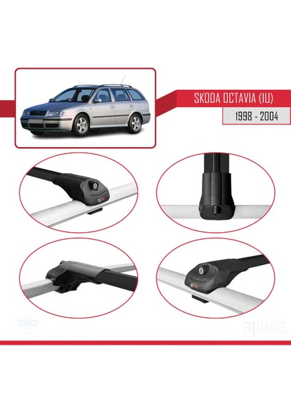 Skoda Octavia (1u) 1998-2004 Arası ile Uyumlu Ace-1 Ara Atkı Tavan Barı Siyah 3 Adet Bar