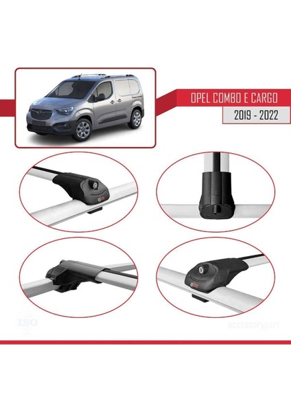 Opel Combo (E) Panelvan 2019-2024 Arası ile Uyumlu Ace-1 Ara Atkı Tavan Barı Gri 3 Adet Bar