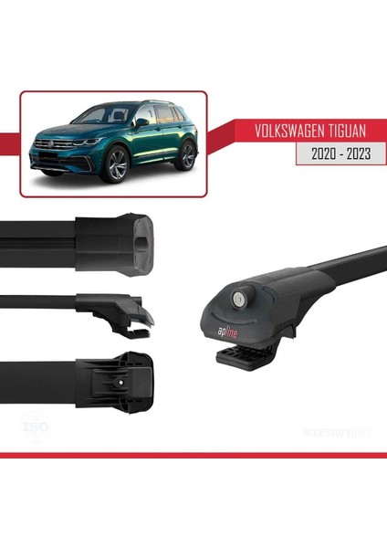 Volkswagen Tiguan 2020-2023 Arası ile Uyumlu Ace-1 Ara Atkı Tavan Barı Siyah 3 Adet Bar
