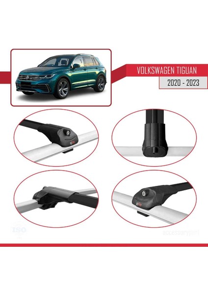 Volkswagen Tiguan 2020-2023 Arası ile Uyumlu Ace-1 Ara Atkı Tavan Barı Siyah 3 Adet Bar