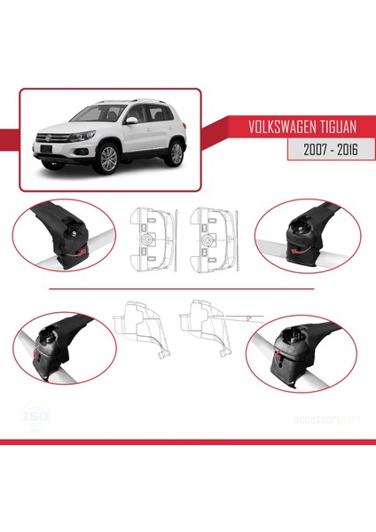 Volkswagen Tiguan 2007-2016 Arası ile Uyumlu Ace-2 Ara Atkı Tavan Barı Siyah indirimleri