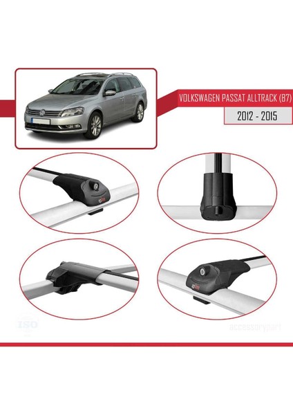 Volkswagen Passat Alltrack (B7) 2012-2015 Arası ile Uyumlu Ace-1 Ara Atkı Tavan Barı Gri