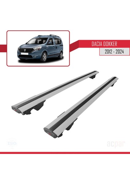 Dacia Dokker 2012 ve Sonrası ile Uyumlu Hook Model Anahtar Kilitli Ara Atkı Tavan Barı Gri
