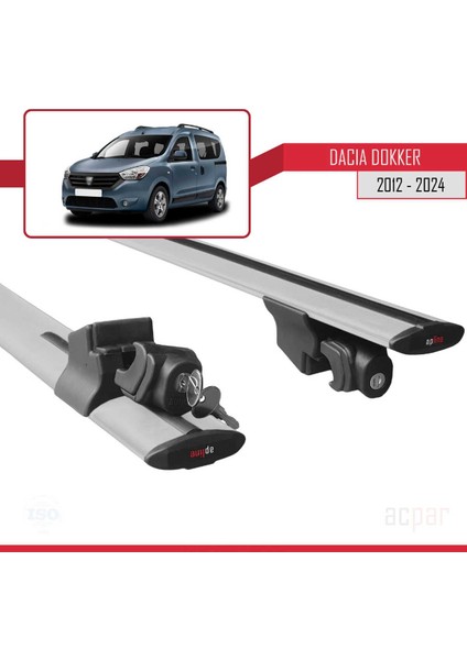 Dacia Dokker 2012 ve Sonrası ile Uyumlu Hook Model Anahtar Kilitli Ara Atkı Tavan Barı Gri
