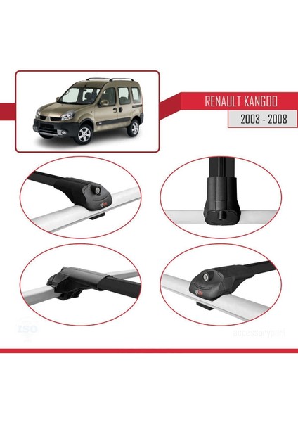 Renault Kangoo 2003-2008 Arası ile Uyumlu Ace-1 Ara Atkı Tavan Barı Siyah fırsatları