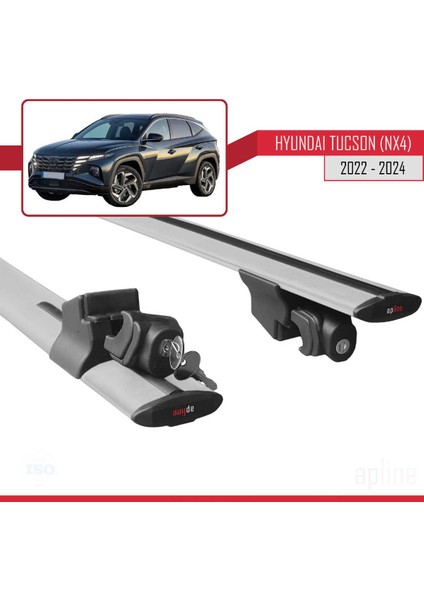 Hyundai Tucson 4 (Nx4) 2022 ve Sonrası ile Uyumlu Hook Model Ara Atkı Tavan Barı Gri 2 Adet