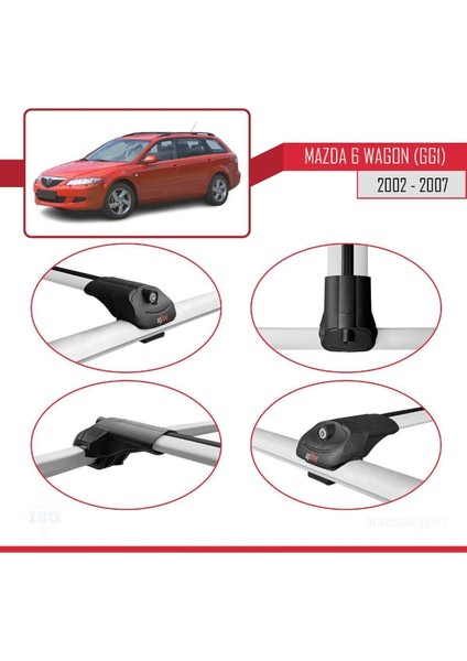 Mazda 6 (Gg1) 2002-2007 Arası ile Uyumlu Ace-1 Ara Atkı Tavan Barı Gri fırsatları