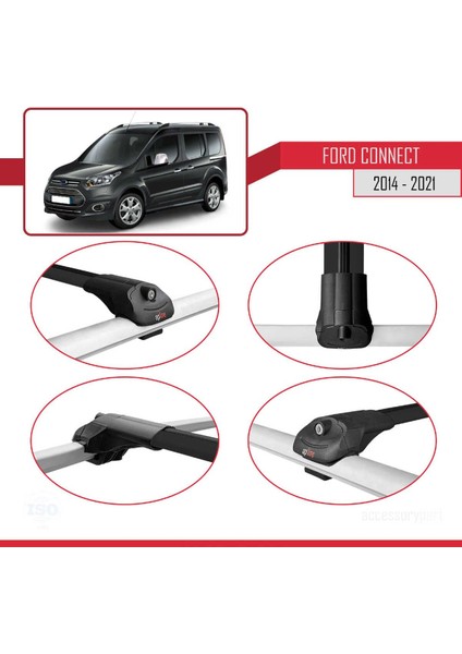 Ford Connect 2014-2021 Arası ile Uyumlu Ace-1 Ara Atkı Tavan Barı Siyah 3 Adet Bar