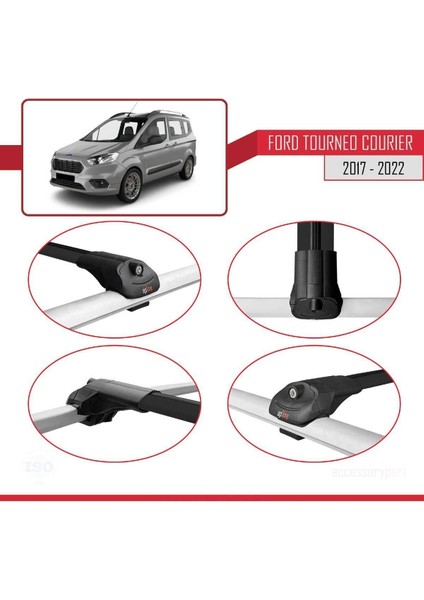 Ford Tourneo Courier 2017-2022 Arası ile Uyumlu Ace-1 Ara Atkı Tavan Barı Siyah 3 Adet Bar fırsatları