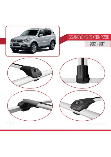 Ssangyong Rexton (Y290) 2012-2017 Arası ile Uyumlu Ace-1 Ara Atkı Tavan Barı Gri 3 Adet Bar fırsatları