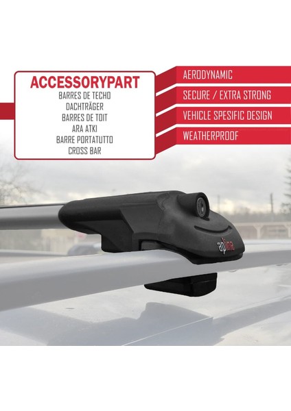 Acura Mdx (Yd2) 2007-2013 Arası ile Uyumlu Ace-1 Ara Atkı Tavan Barı Gri 3 Adet Bar