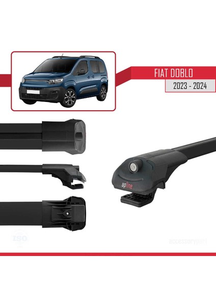 Fiat Doblo 2023 ve Sonrası ile Uyumlu Ace-1 Ara Atkı Tavan Barı Siyah 4 Adet Bar