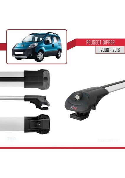 Peugeot Bipper 2008-2016 Arası ile Uyumlu Ace-1 Ara Atkı Tavan Barı Gri 4 Adet Bar