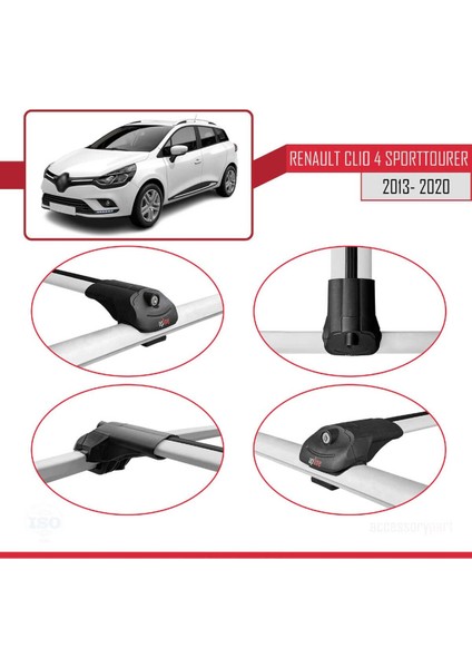 Renault Clio Sport Tourer 2013-2020 Arası ile Uyumlu Ace-1 Ara Atkı Tavan Barı Gri fırsatları