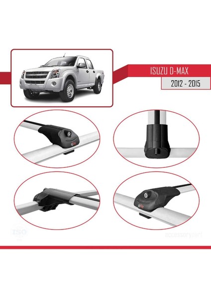 Isuzu D-Max 2012-2015 ile Uyumlu Ace-1 Ara Atkı Tavan Barı Gri