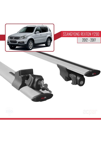 Ssangyong Rexton 2012-2017 Arası ile Uyumlu Hook Model Anahtar Kilitli Ara Atkı Tavan Barı Gri