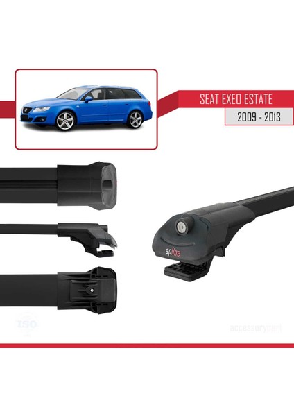 Seat Exeo 3r9 2009-2013 Arası ile Uyumlu Ace-1 Ara Atkı Tavan Barı Siyah 3 Adet Bar