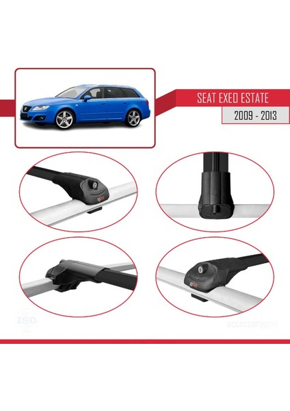 Seat Exeo 3r9 2009-2013 Arası ile Uyumlu Ace-1 Ara Atkı Tavan Barı Siyah 3 Adet Bar