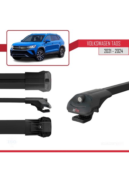 Volkswagen Taos 2021 ve Sonrası ile Uyumlu Ace-1 Ara Atkı Tavan Barı Siyah 3 Adet Bar