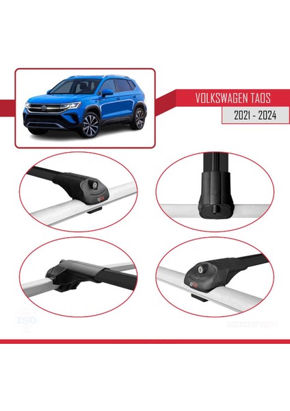 Volkswagen Taos 2021 ve Sonrası ile Uyumlu Ace-1 Ara Atkı Tavan Barı Siyah 3 Adet Bar