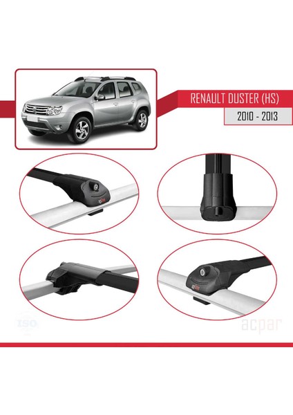 Renault Duster (Hs) 2010-2013 Arası ile Uyumlu Ace-1 Ara Atkı Tavan Barı Siyah 3 Adet Bar