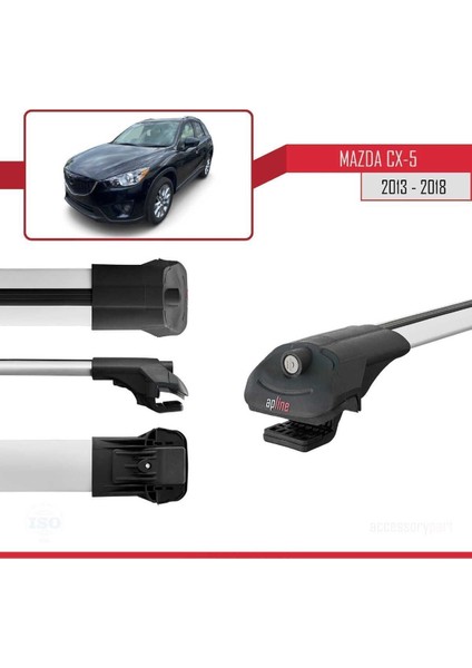Mazda Cx-5 2013-2018 Arası ile Uyumlu Ace-1 Ara Atkı Tavan Barı Gri 3 Adet Bar