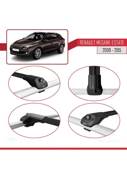 Renault Megane Grandtour 2009-2015 Arası ile Uyumlu Ace-1 Ara Atkı Tavan Barı Siyah
