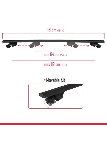Skoda Octavia Combı 2012-2017 Arası ile Uyumlu Hook Model Anahtar Kilitli Ara Atkı Tavan Barı Siyah