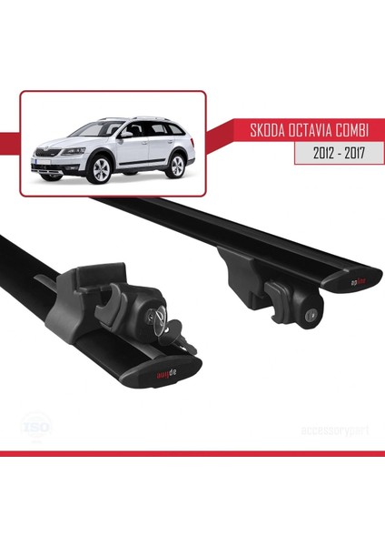 Skoda Octavia Combı 2012-2017 Arası ile Uyumlu Hook Model Anahtar Kilitli Ara Atkı Tavan Barı Siyah