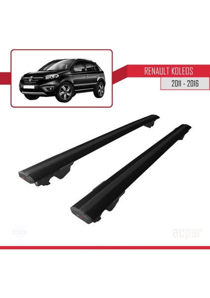Renault Koleos 2011-2016 Arası ile Uyumlu Hook Model Anahtar Kilitli Ara Atkı Tavan Barı Siyah