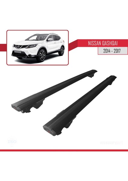 Nissan Qashqai 2014-2017 Arası ile Uyumlu Hook Model Anahtar Kilitli Ara Atkı Tavan Barı Siyah fırsatları