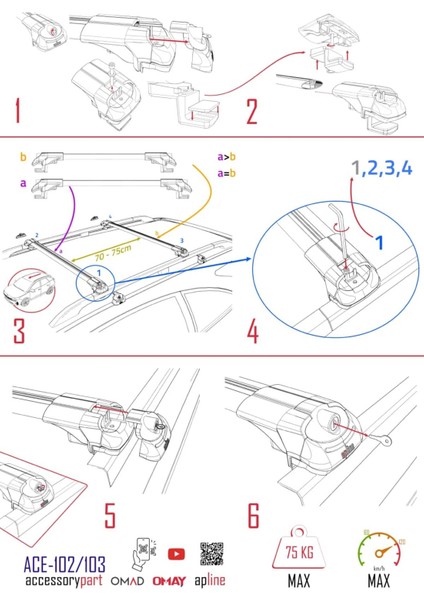 Kia Mohave (Hm2) 2020 ve Sonrası ile Uyumlu Ace-1 Ara Atkı Tavan Barı Gri