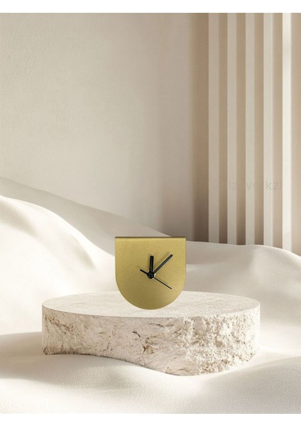 Altın Renk Metal Masa Saati, Minimal Tasarım, Şık ve Zarif Masa Saati