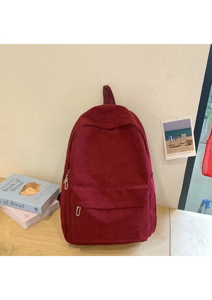 Okul Çantası Su Geçirmez Büyük Kapasiteli Okul Sırt Çantası Pürüzsüz Fermuar Düz Renkli Günlük Day Pack Çantası Öğrenci Tedarik: Kırmızı (Yurt Dışından)