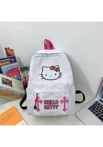 Sevimli Hello Kitty Junior ve Kıdemli Lise Öğrenci Schoolbag Baskılı Çok Yönlü Sırt Çantası Büyük Kapasite Backpack 3 (Yurt Dışından)