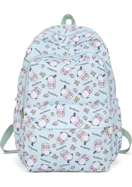 Hello Kitty Cinnamoroll Girls Büyük Kapasiteli Sırt Çantası Seyahat Çantası, Tam Sözlü Basılı Day Pack, Taşınabilir Açık Okul Çantaları Renk: Pochacoo (Yurt Dışından)