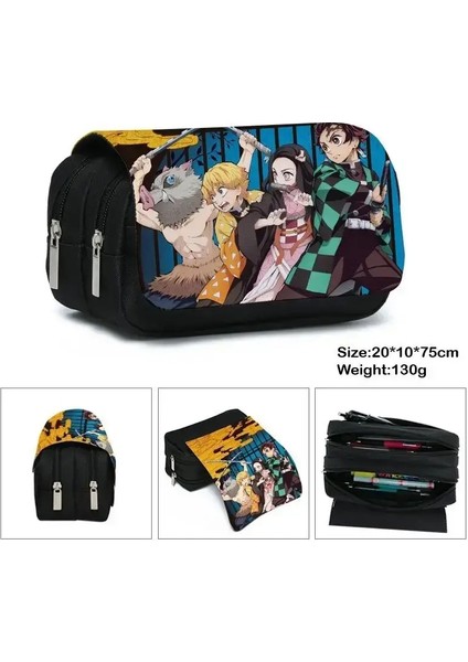 3pc-Set 2024 Yeni Demon Slayer Kimetsu Hayır Yaiba Nezuko Okul Çantası Sırt Çantası Öğrenci Sırt Çantası Damlası Deniz Çantası Mochila Renk: XB-004-B01/BOYUT: (Yurt Dışından)