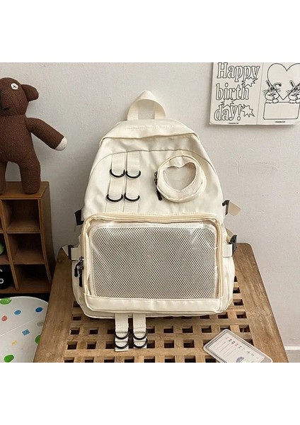 Için Kolaj Tarzı Okul Çantası Itabag Kawaii Sırt Çantası Şeffaf Aşk Kalp Jk Sırt Çantası ı Yeni 2024 Dizüstü Bilgisayar Bag Siyah (Yurt Dışından)