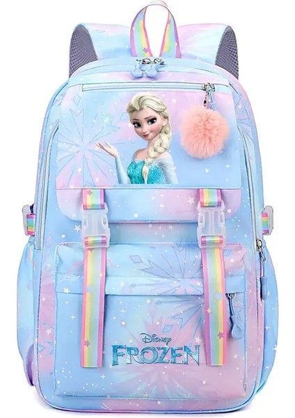 Disney Frozen Mochila Feminina Anna Elsa Kids Backpack School Bags Teenage Girls Dizüstü Paket Seyahat Çağap Çekçisi: Pembe (Yurt Dışından)