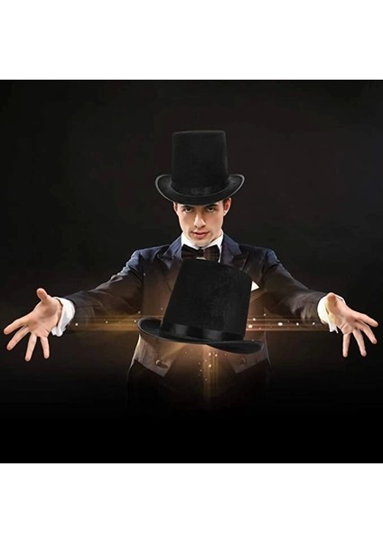 Yetişkinler Için Siyah Renk Ringmaster Sihirbaz Şapkası Silindir Şapka fiyatları