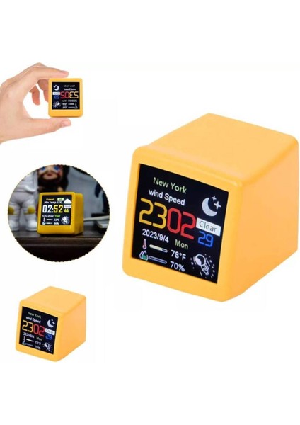 Wifi LED LCD Mini Hava Durumu Istasyonu, Dijital Saat, Sıcaklık ve Nem Ölçer